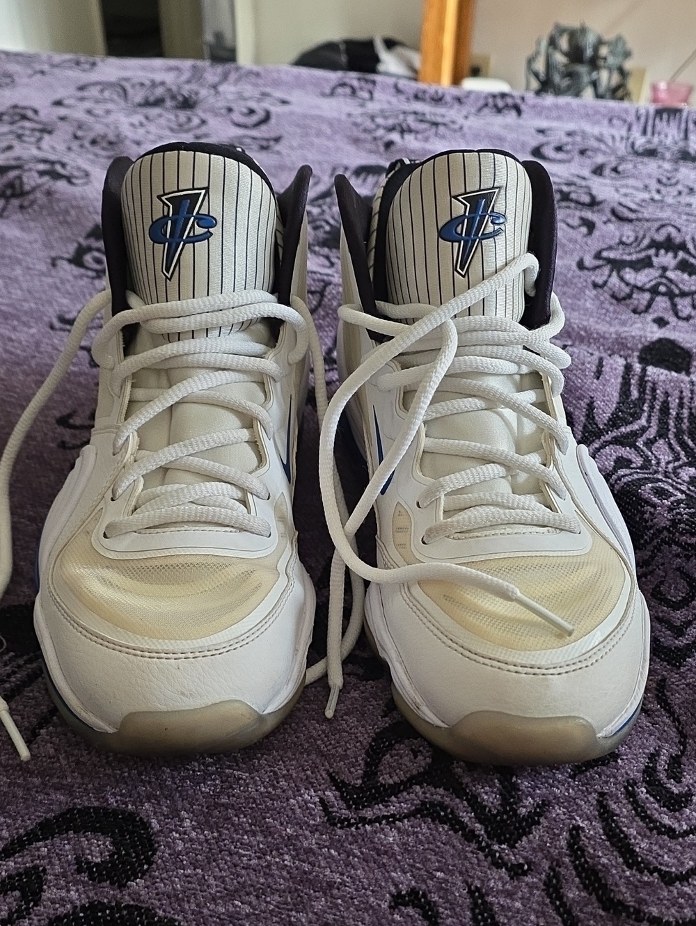 Nike Air Penny 5 ORLANDO White and Navy Men’s Basketball Sneakers SZ 8